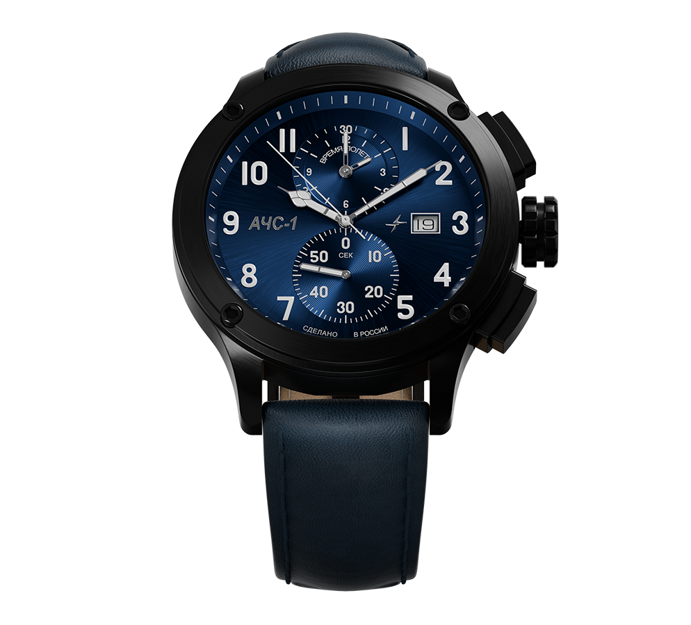 AChS-1 3520.D 44 mm quartz chronograph blue matt