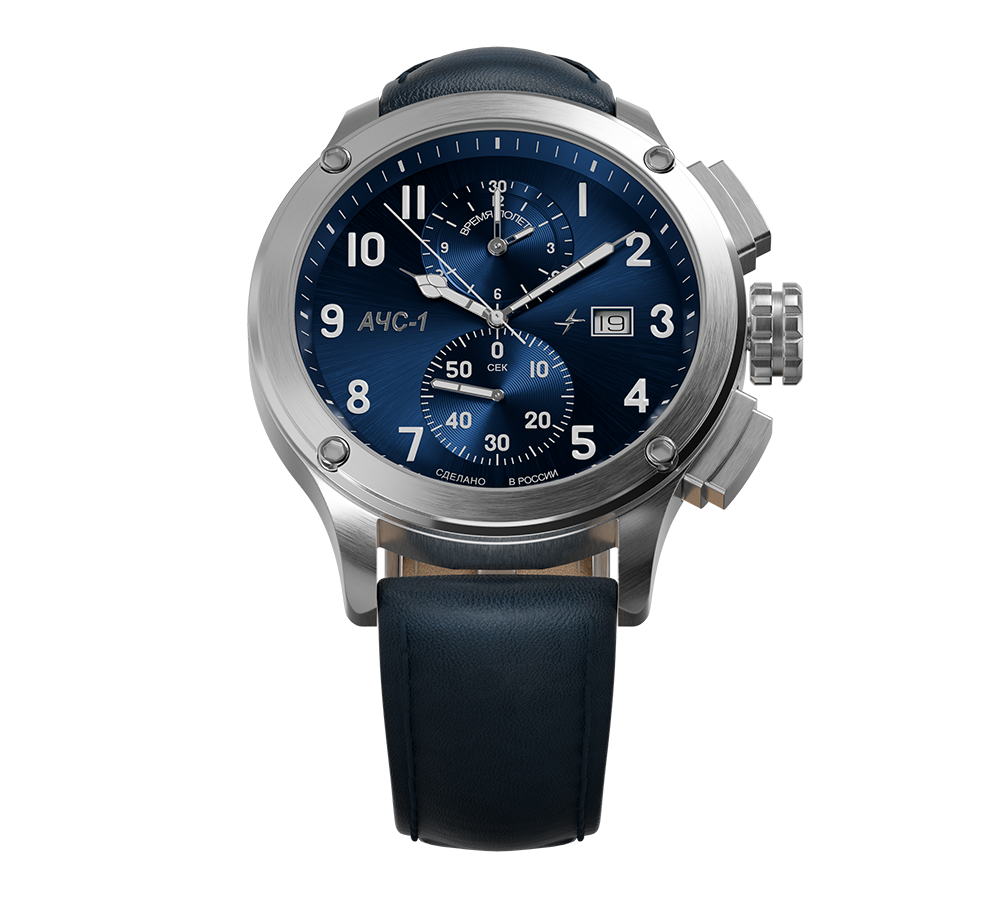 AChS-1 3520.D 44 mm quartz chronograph blue matt