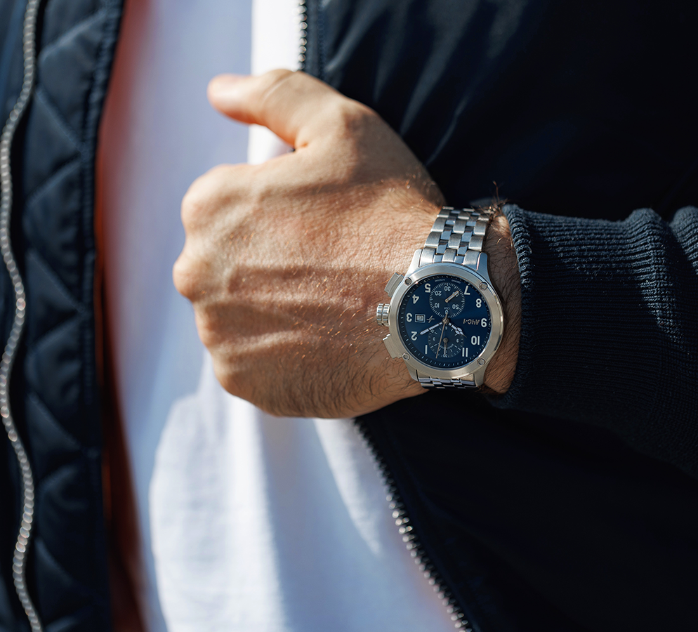 AChS-1 3520.D 44 mm quartz chronograph blue matt
